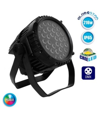 GLOBOSTAR® PAR 51129 Stage Κεφαλή Par LED 216W 15° AC 220-240V Αδιάβροχο IP65 36 x 6W CREE Chip Πολύχρωμο RGB Dimmable DMX512 Protocol 7 Channels - Μ29 x Π29 x Υ35cm - 2 Χρόνια Εγγύηση